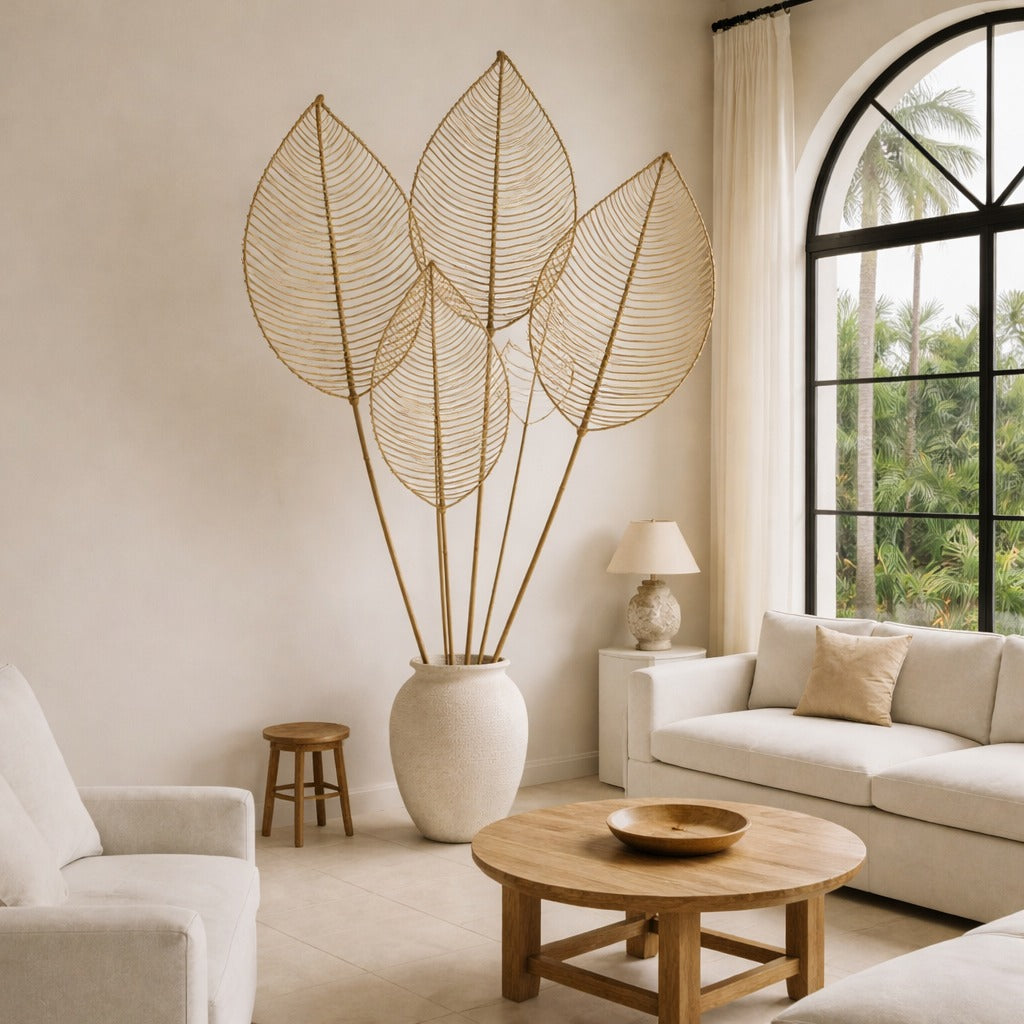 80” Oversized Bamboo Leaf Decor – Handmade Statement Piece
