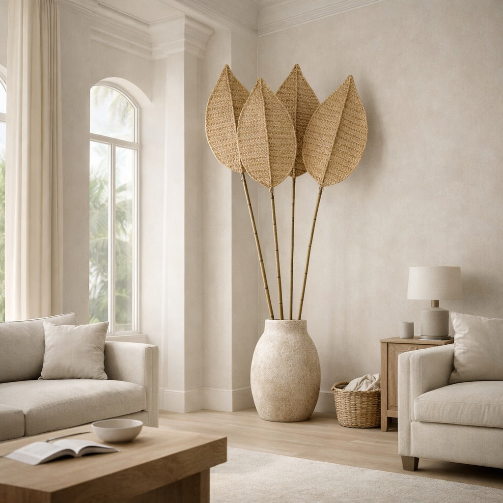 80” Oversized Bamboo Leaf Decor – Handmade Statement Piece