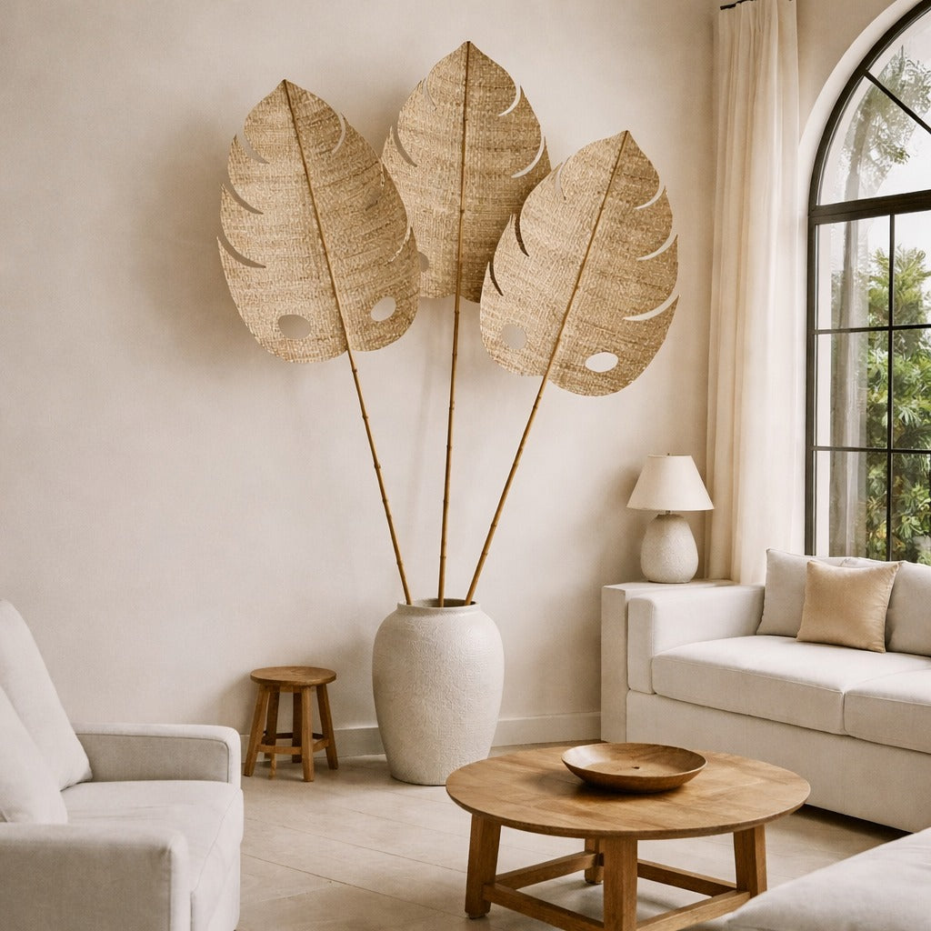 80” Oversized Bamboo Leaf Decor – Handmade Statement Piece